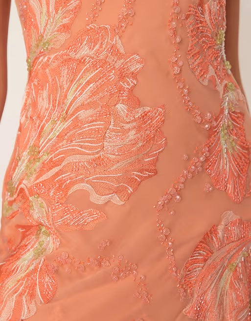 ASOS Design Bandeau Floral Embellished Maxi
