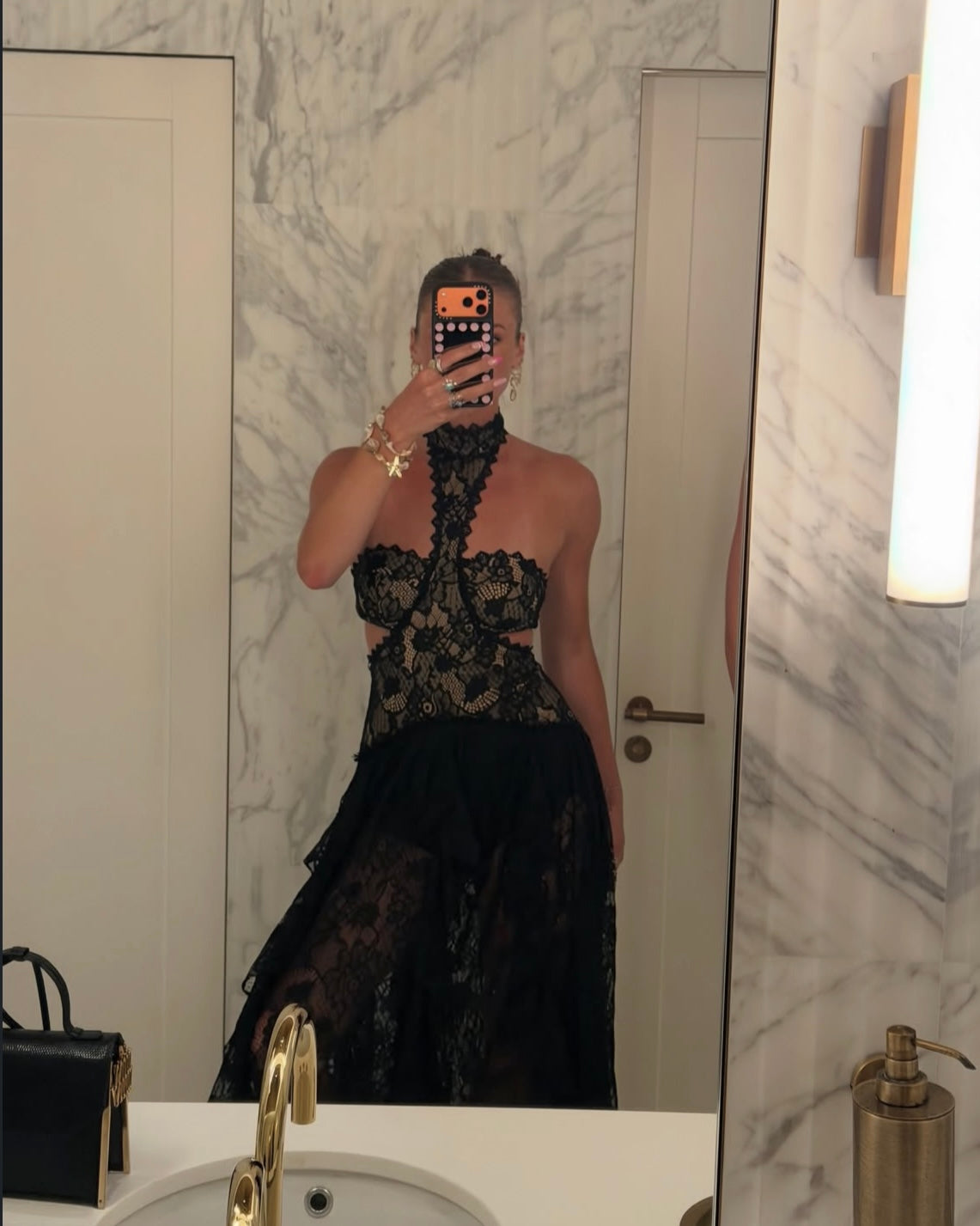 Princesa Black Lace Drop Waist Maxi Dress